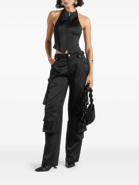 Manière De Voir Claudette satin halterneck backless top - Black - zdjęcie produktu nr 2