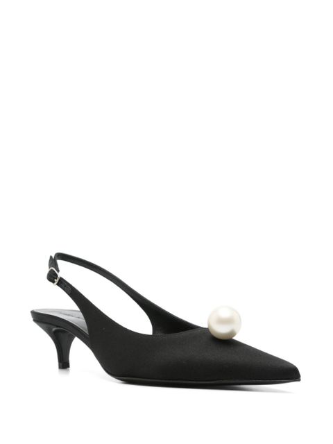 Magda Butrym 50mm pearl-detail satin pumps - Black