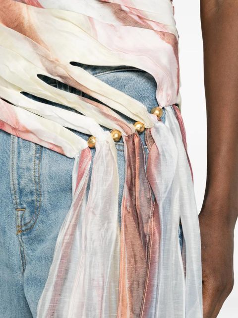 Aje Capture one-shoulder draped top - White