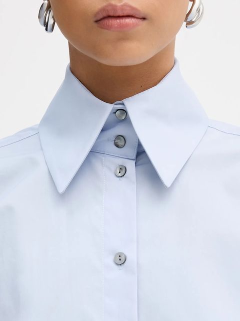 Karl Lagerfeld koszula bawełniana damska kolor niebieski relaxed z kołnierzykiem klasycznym B1W11002