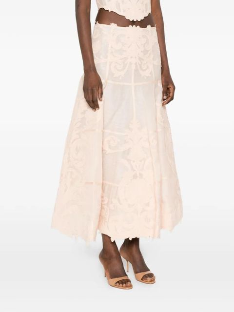 ZIMMERMANN floral-pattern midi skirt - Pink
