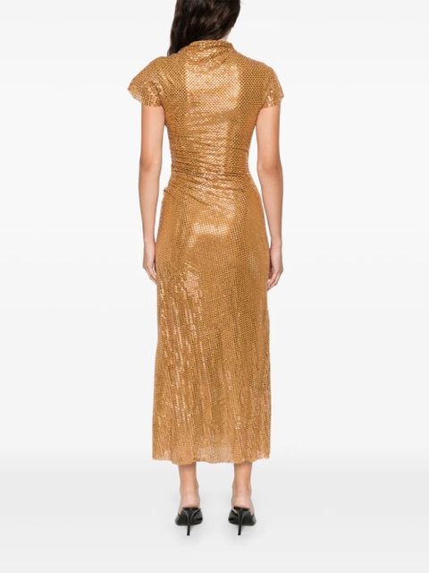 Self-Portrait rhinestoned-embellished midi dress - Gold