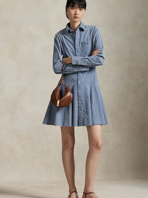 Polo Ralph Lauren sukienka bawełniana kolor niebieski mini rozkloszowana 211972069 - zdjęcie produktu nr 1