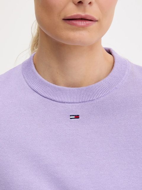 Tommy Jeans sweter bawełniany kolor fioletowy lekki DW0DW20159