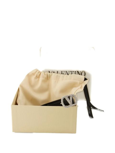 Valentino Garavani crystal-embellished leather belt - Black