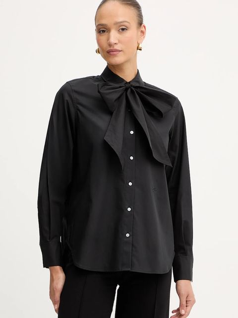 Karl Lagerfeld koszula bawełniana damska kolor czarny regular A4W11009 - zdjęcie produktu nr 1