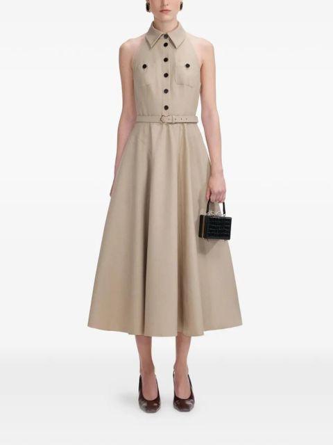 Self-Portrait collared belted mini dress - Neutrals