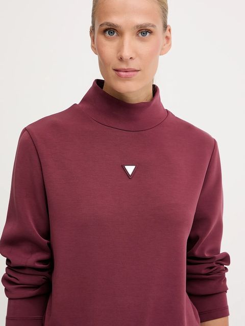 Guess bluza OLYMPE damska kolor bordowy gładka V4YQ05 KCAY2