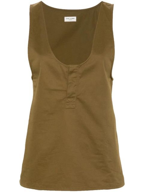 Saint Laurent twill-weave sleeveless top - Green - zdjęcie produktu nr 1