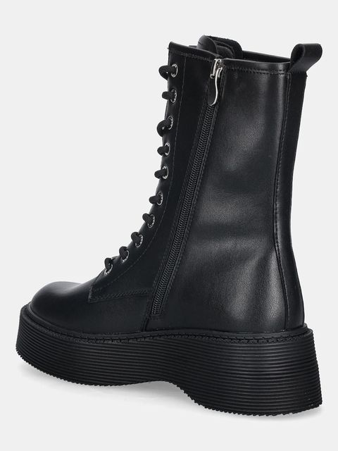 GOE botki skórzane damskie kolor czarny na platformie SS2N4130 BLACK