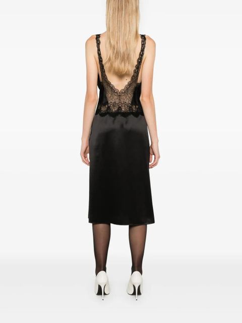 Saint Laurent lace-panel midi dress - Black