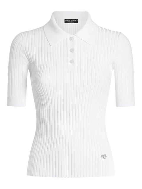 Dolce & Gabbana ribbed polo top - White - zdjęcie produktu nr 1