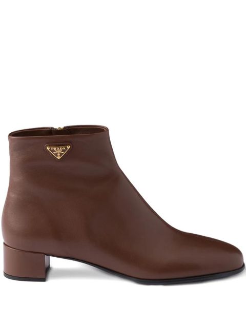 Prada 35mm logo zip boots - Brown - zdjęcie produktu nr 1