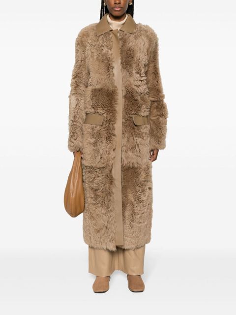 TOTEME shearling single-breasted maxi coat - Neutrals