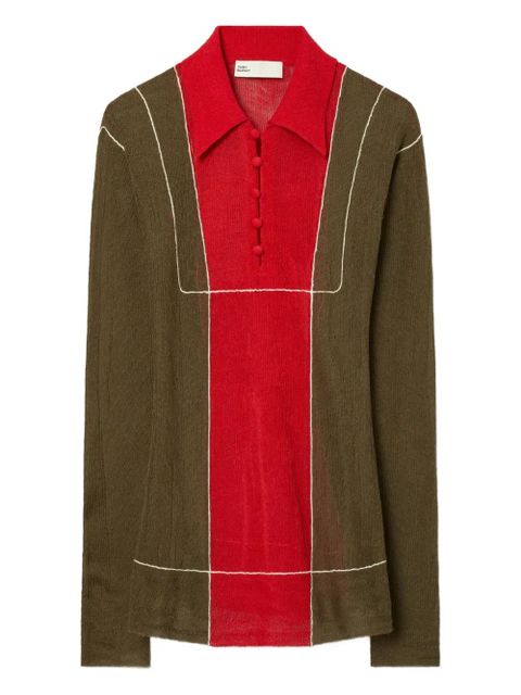 Tory Burch colour-block wool polo shirt - Green - zdjęcie produktu nr 1