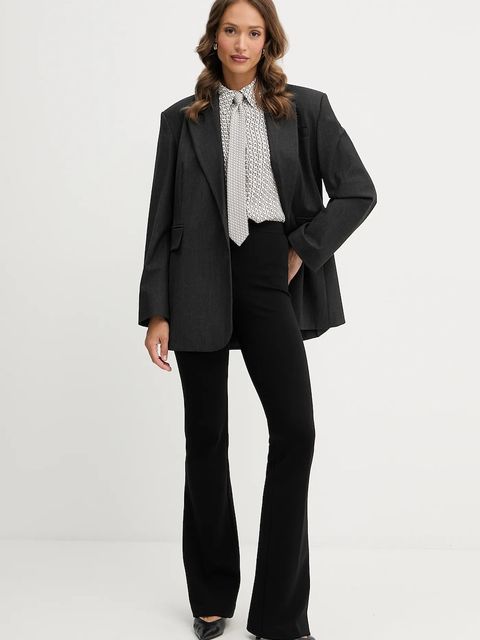 Pinko spodnie damskie kolor czarny dzwony high waist - zdjęcie produktu nr 2