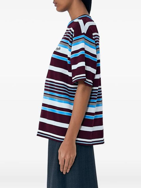 Prada striped crew-neck T-shirt - Red - zdjęcie produktu nr 2