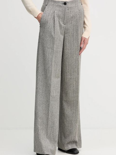 Sisley spodnie damskie kolor czarny szerokie high waist 4D12LF07V - zdjęcie produktu nr 1