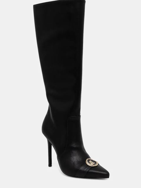 Just Cavalli kozaki skórzane damskie kolor czarny na szpilce 77RA3S06