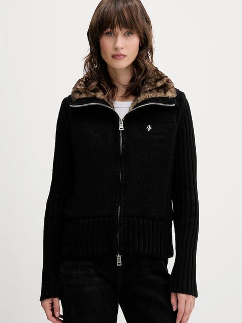 Guess Jeans kardigan z dodatkiem wełny damski kolor czarny W5BR11 Z0561 - zdjęcie produktu nr 1