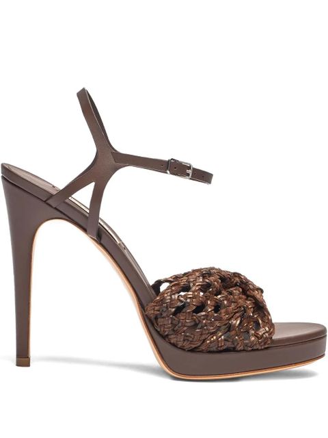 Casadei 100mm woven heeled sandals - Brown