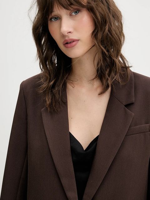 Abercrombie & Fitch marynarka kolor brązowy jednorzędowa gładka KI144-5233-480