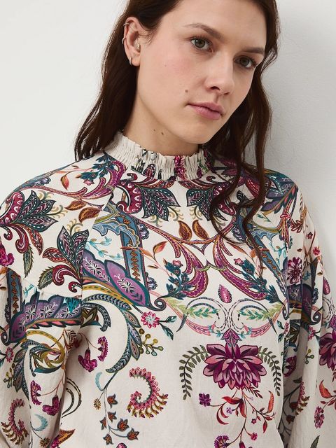 Medicine bluzka damska kolor beżowy wzorzysta