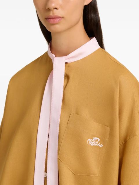 Marni embroidered-logo pocket shirt - Yellow