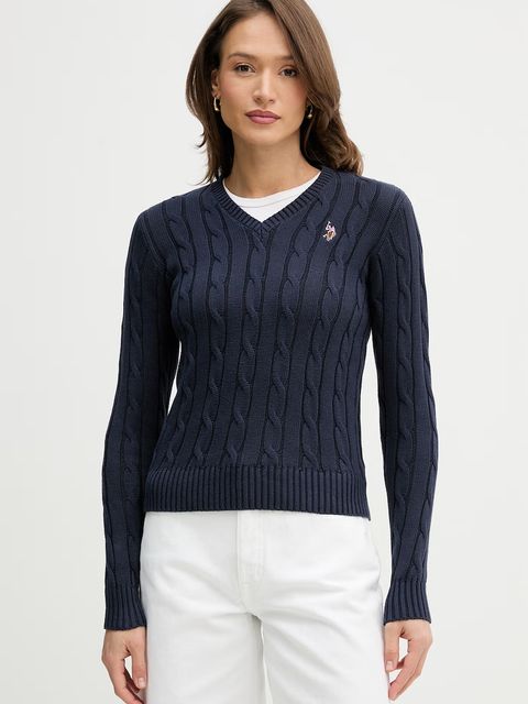 U.S. Polo Assn. sweter bawełniany V-NECK CABLE