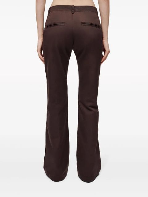 RE/DONE pressed-crease cotton-blend flared trousers - Brown