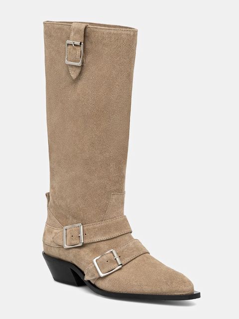 Alohas kozaki zamszowe Ryder damskie kolor beżowy na słupku S100851.01