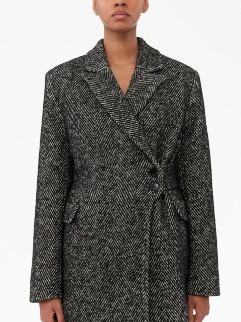GANNI herringbone belted blazer - Grey