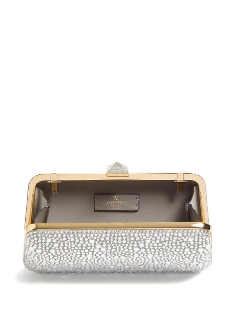 Valentino Garavani Carry Secrets rhinestone-embellished clutch bag - Silver