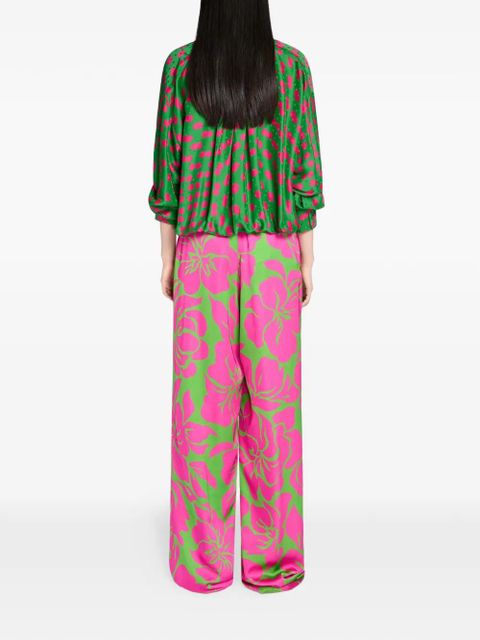 DRIES VAN NOTEN belted satin trousers - Pink