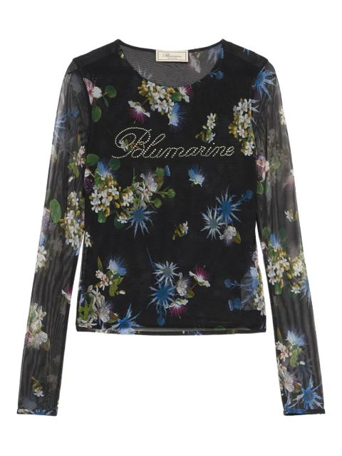 Blumarine floral-print mesh top - Black - zdjęcie produktu nr 1