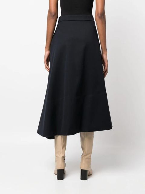 Jil Sander asymmetric midi skirt - Blue