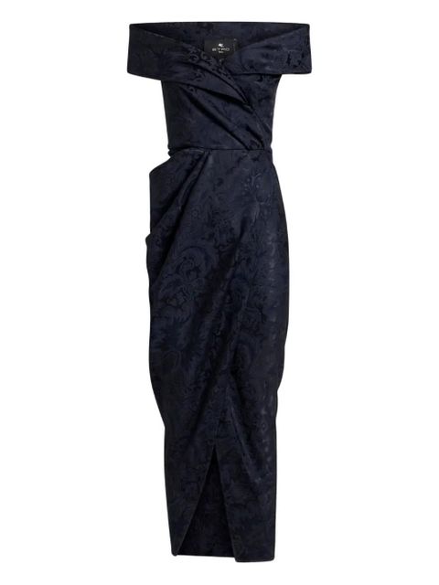 ETRO jacquard off-shoulder evening dress - Blue - zdjęcie produktu nr 1