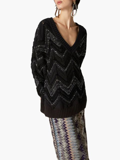 Missoni Zigzag sequin-overlay midi skirt - Neutrals
