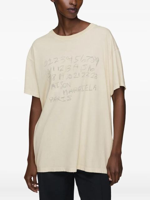 Maison Margiela numbers-print round-neck T-shirt - Neutrals