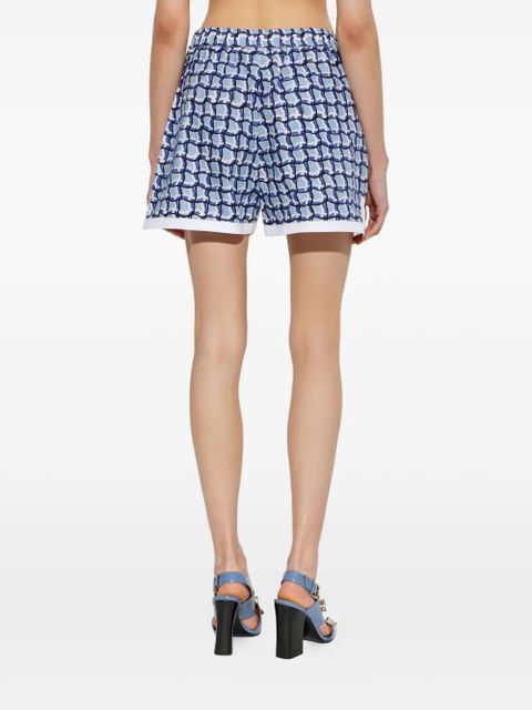 Marni geometric-print elasticated-waistband shorts - Blue