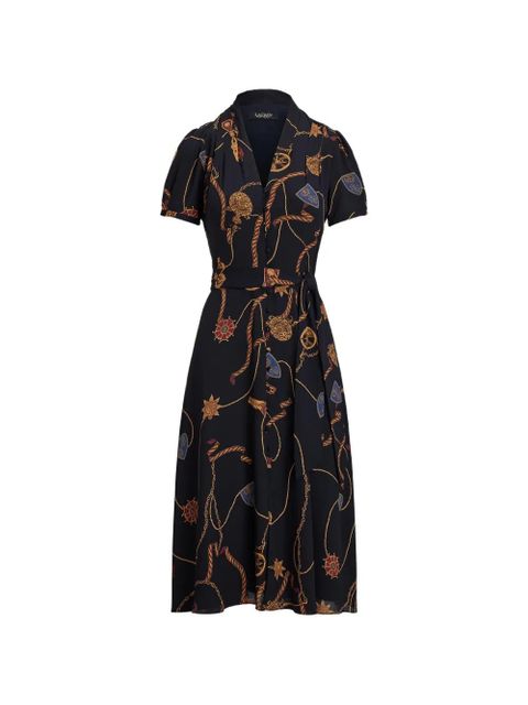 Lauren Ralph Lauren belted nautical-print dress - Black - zdjęcie produktu nr 1
