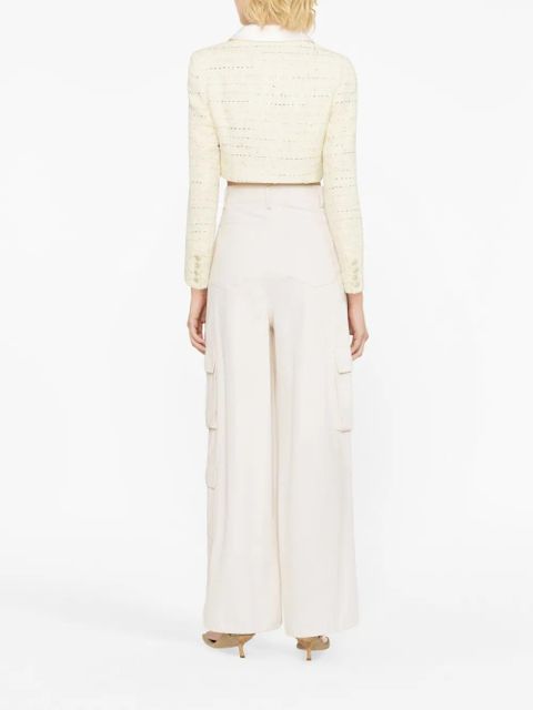 Self-Portrait cropped bouclé jacket - Yellow