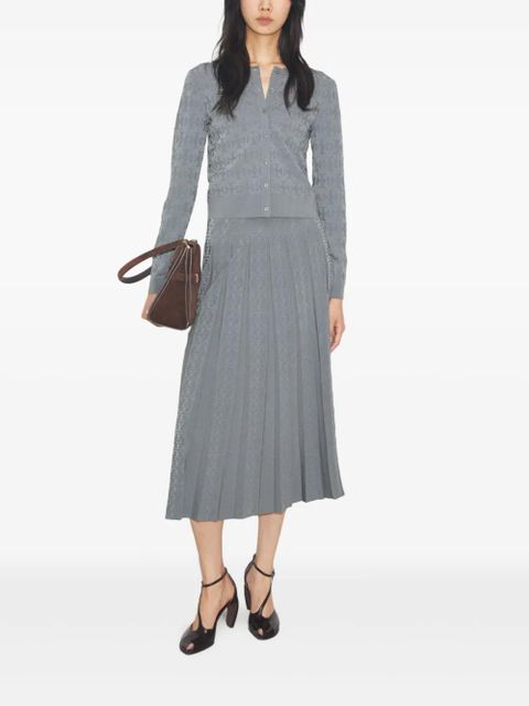 Tory Burch T-monogram midi pleated skirt - Grey - zdjęcie produktu nr 2