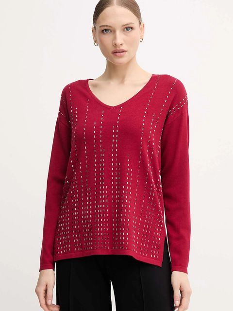 Joseph Ribkoff sweter z dodatkiem jedwabiu damski kolor bordowy lekki 254966 - zdjęcie produktu nr 1
