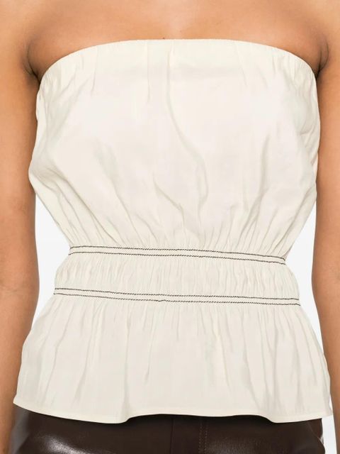 Nanushka smocked bandeau top - Neutrals