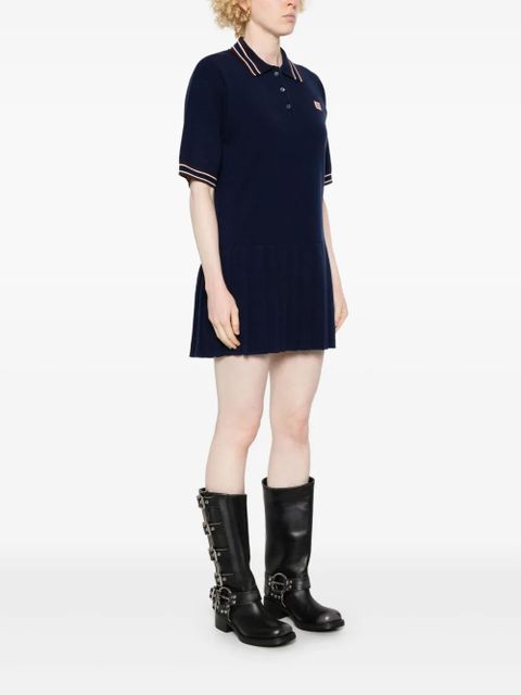 Miu Miu logo-patch mini dress - Blue