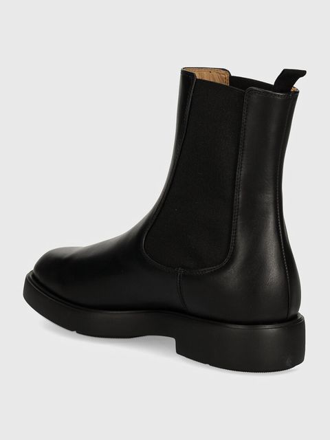 Emporio Armani botki skórzane kolor czarny na płaskim obcasie EW000425 AF11991 UC001 - zdjęcie produktu nr 2