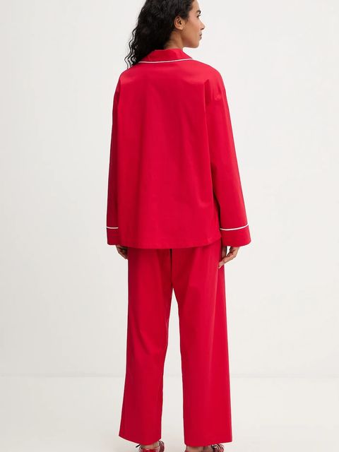 The Sleeper piżama bawełniana damska kolor czerwony bawełniana RSSP06P013R