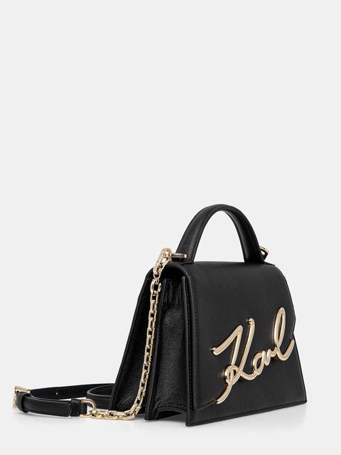 Karl Lagerfeld torebka skórzana K/SIGNATURE kolor czarny A1W30036 - zdjęcie produktu nr 2