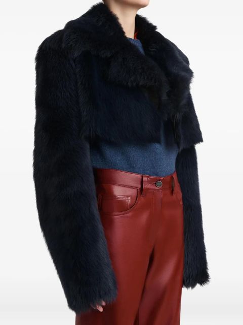 KHAITE collared fur jacket - Black